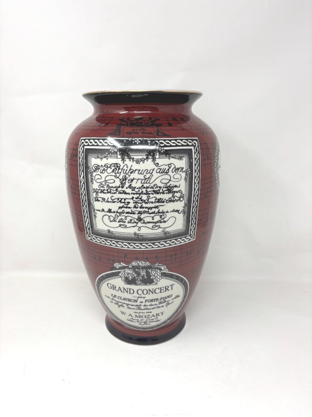 Vintage Formalities by Baum Bros Melody Mahogany Collection Mozart Vase 12" Porc